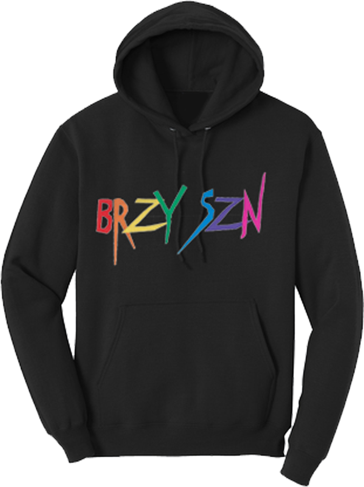 Black Embroidered Rainbow Hoodie - Breezy Season