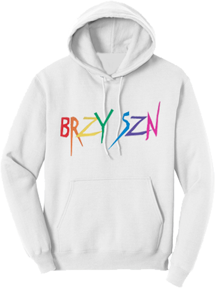 White Embroidered Rainbow Hoodie - Breezy Season