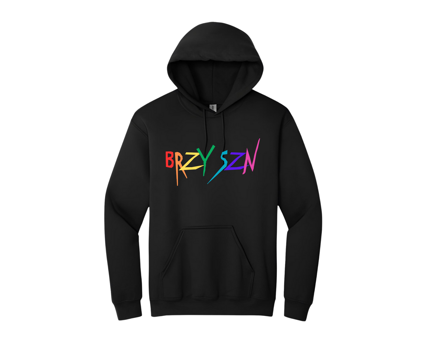 Black Embroidered Rainbow Hoodie