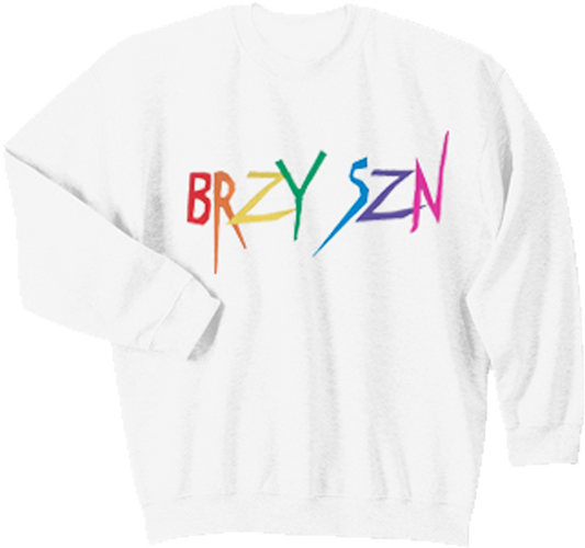 White Embroidered Rainbow Sweatshirt - Breezy Season 