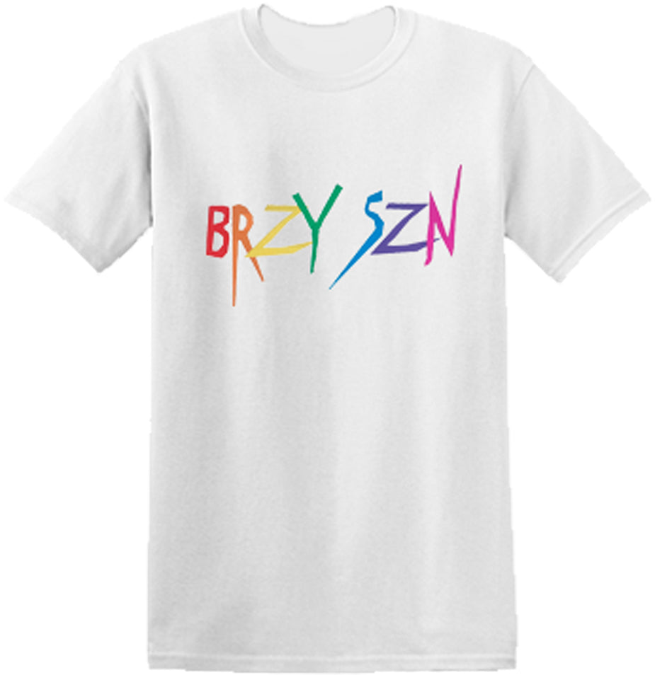 White Embroidered Rainbow T-Shirt - Breezy Season 
